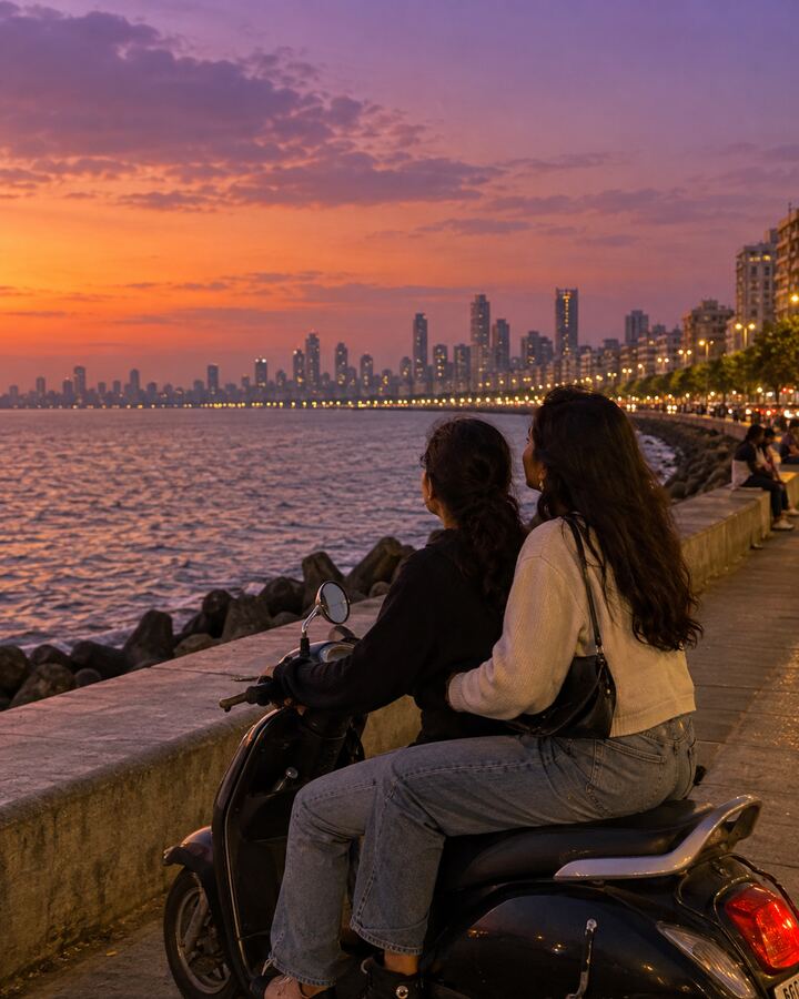 Story: Mumbai seaside at dusk